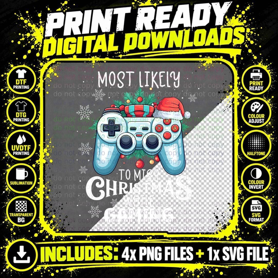 Christmas Gaming Controller T-Shirt Png SVG Digital Bundle