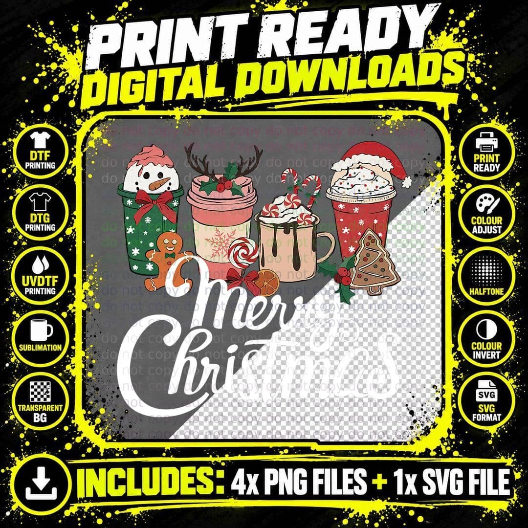Christmas Gingerbread Hot Chocolate T-Shirt Png SVG Digital Bundle