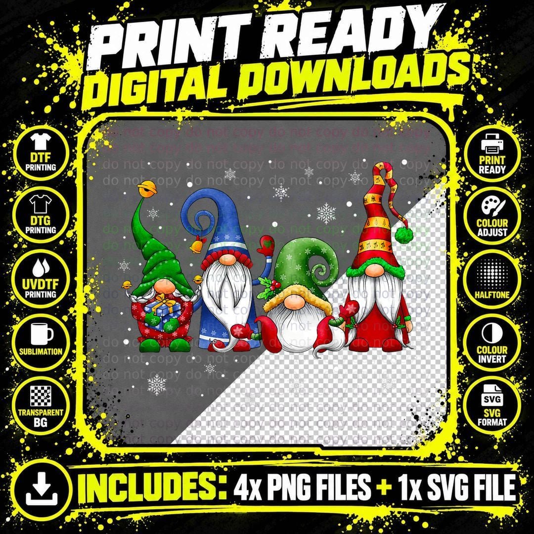 Christmas Gnome Family Matching T-Shirt Png SVG Digital Bundle