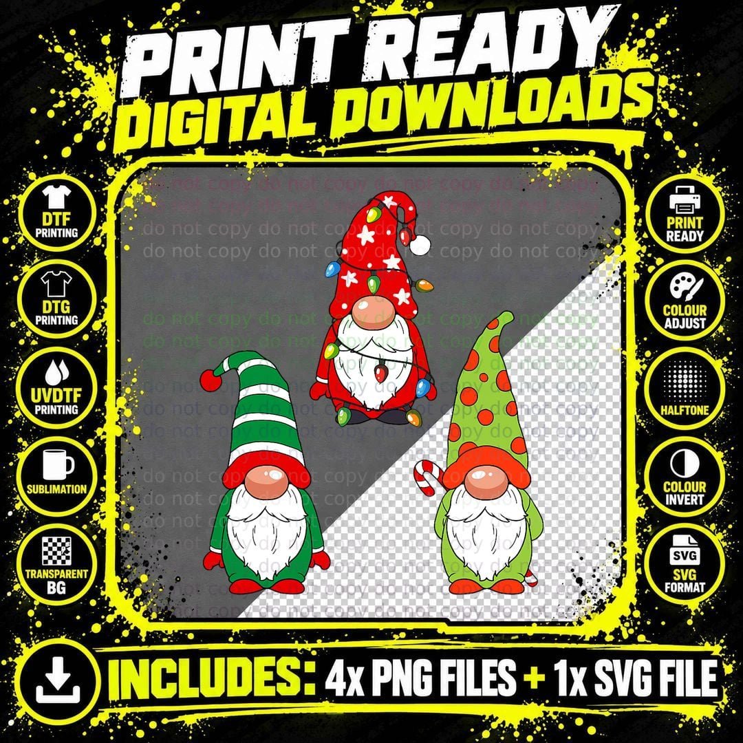 Christmas Gnome Pajama T-Shirt, Festive Holiday Style Png SVG Digital Bundle