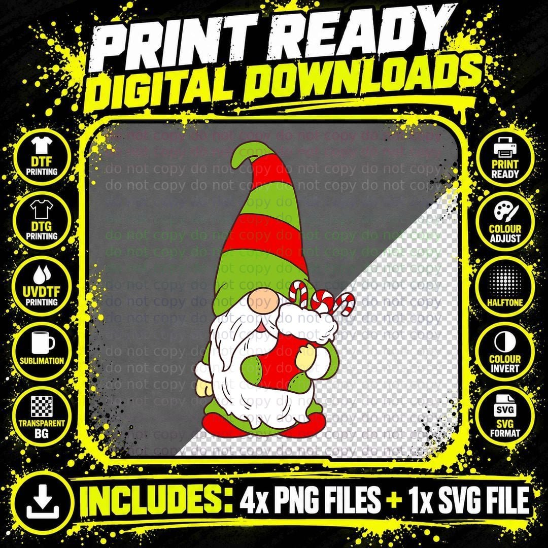 Christmas Gnome Pajama T-Shirt, Holiday Jammies Png SVG Digital Bundle