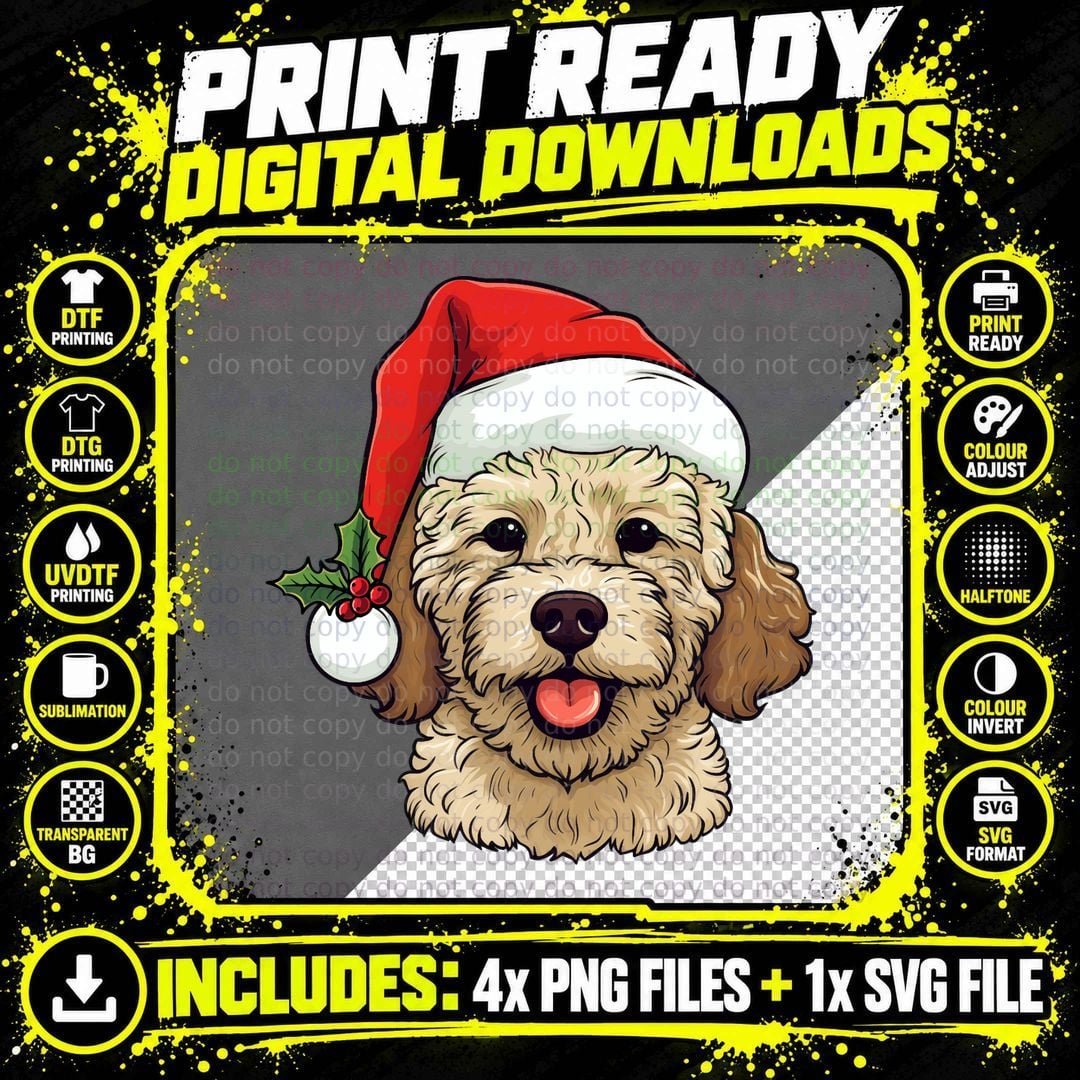 Christmas Groodle T-Shirt, Festive Pet Design Png SVG Digital Bundle