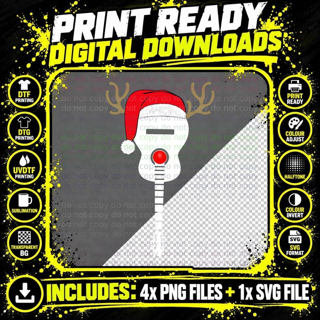 Christmas Guitar Santa Hat T-Shirt Png SVG Digital Bundle