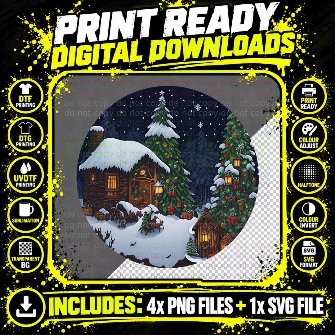 Christmas Home in the Forest T-Shirt Png SVG Digital Bundle
