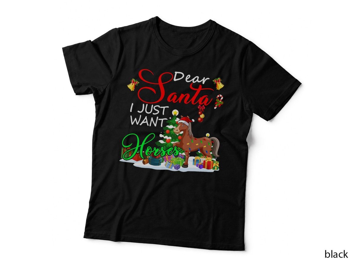 Christmas Horse Santa T-Shirt, Festive Holiday Style, Kids & Adults