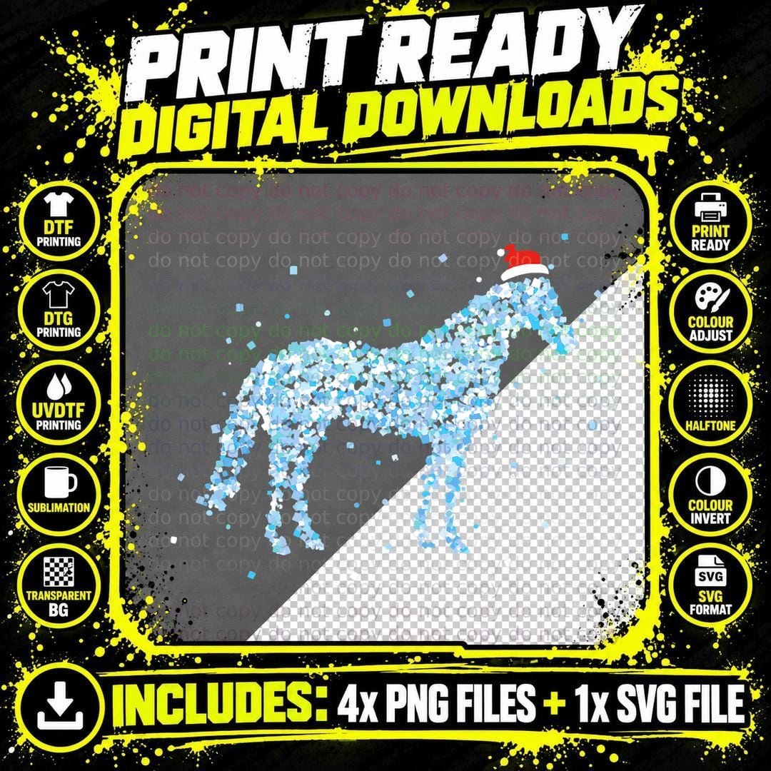 Christmas Horse Silhouette T-Shirt Png SVG Digital Bundle