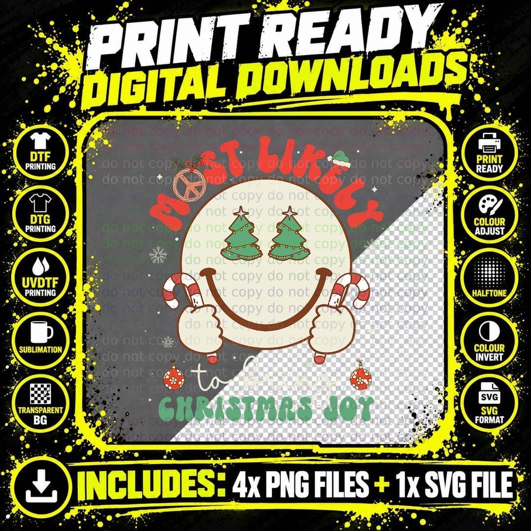 Christmas Joy Smile Face T-Shirt, Groovy Christmas Png SVG Digital Bundle