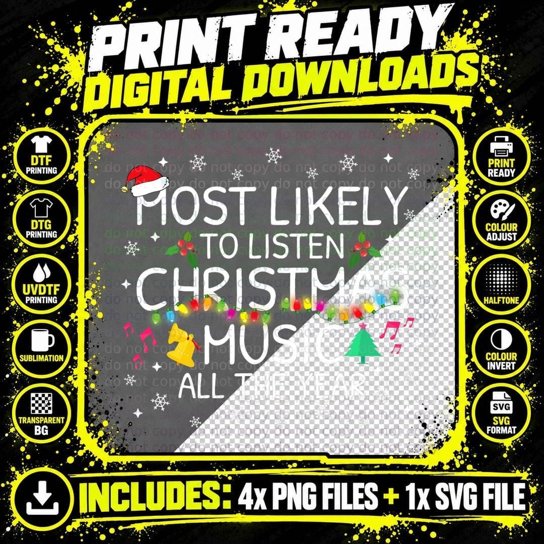 Christmas Music Lover Family Pajama T-Shirt Png SVG Digital Bundle