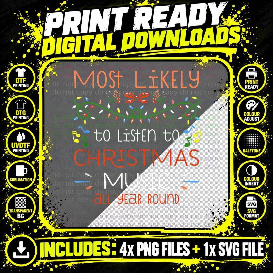 Christmas Music Lovers T-Shirt, Festive Holiday Style Png SVG Digital Bundle