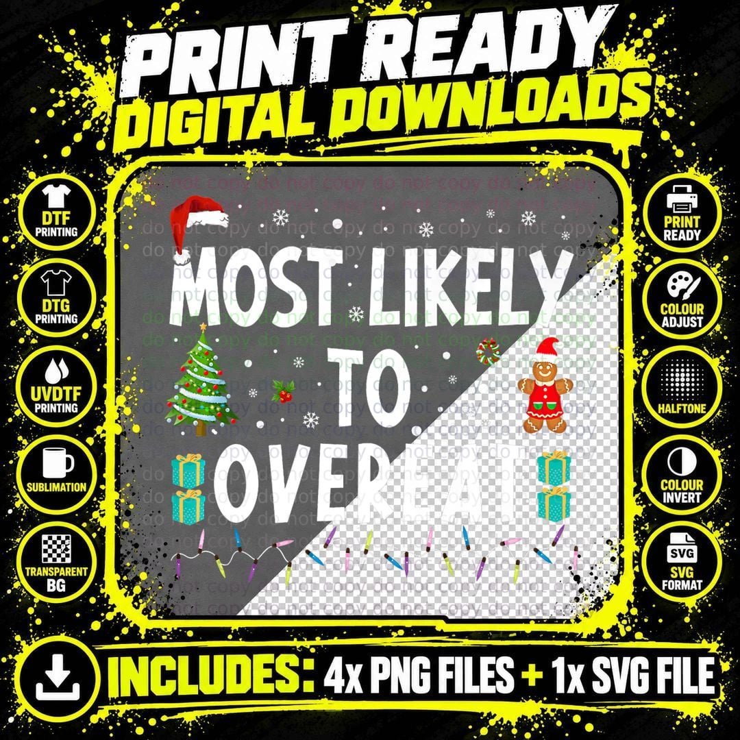 Christmas Overeating Couples T-Shirt Png SVG Digital Bundle