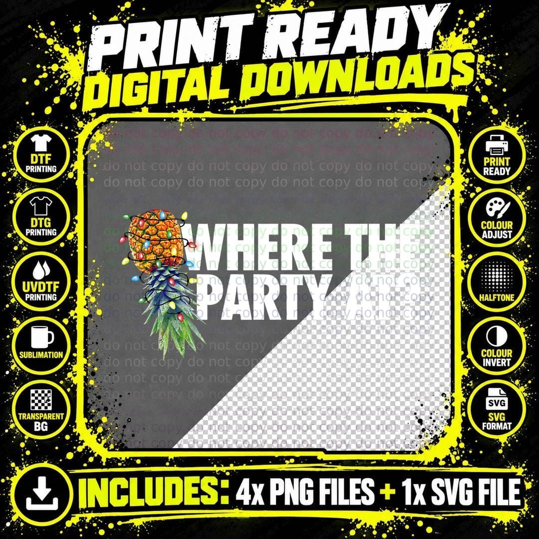 Christmas Party Pineapple Swinger T-Shirt Png SVG Digital Bundle