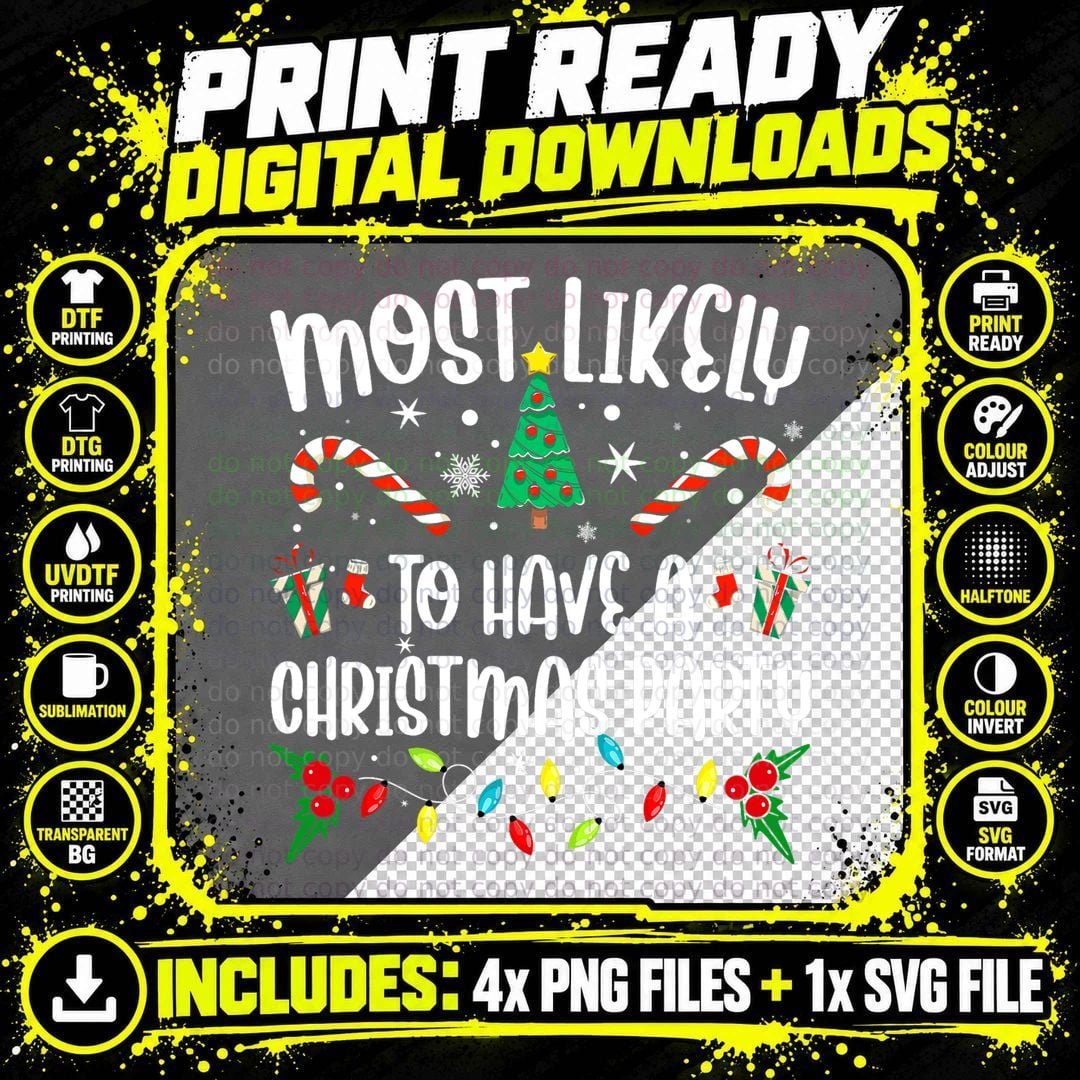 Christmas Party T-Shirt, Festive Holiday Design Png SVG Digital Bundle