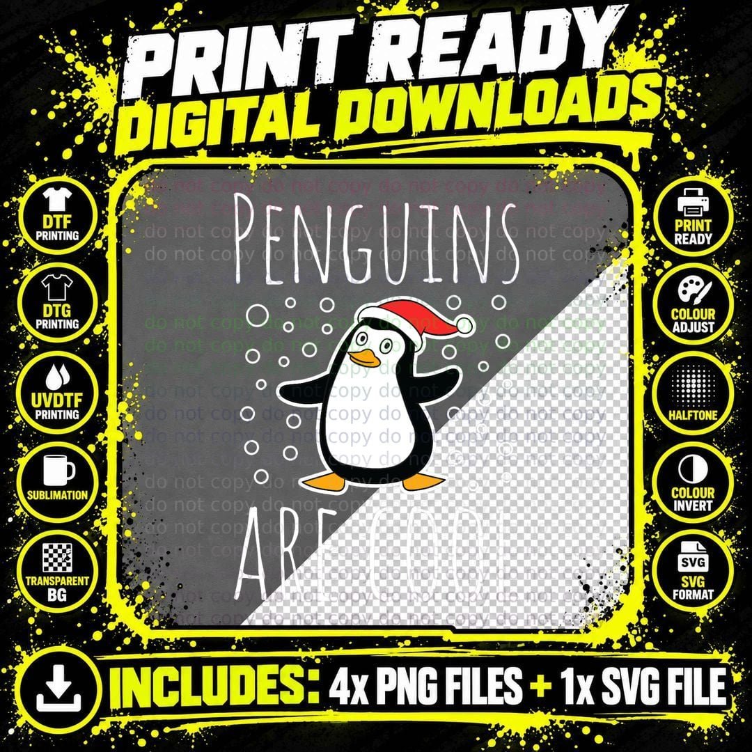 Christmas Penguin Lover T-Shirt, Cute Holiday Print Png SVG Digital Bundle