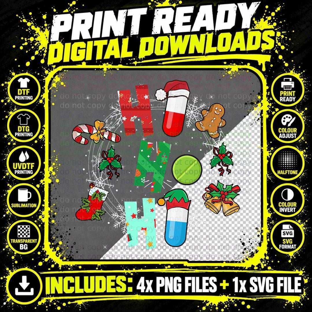 Christmas Pill Candy Cane T-Shirt, Festive Pharmacy Crew Png SVG Digital Bundle