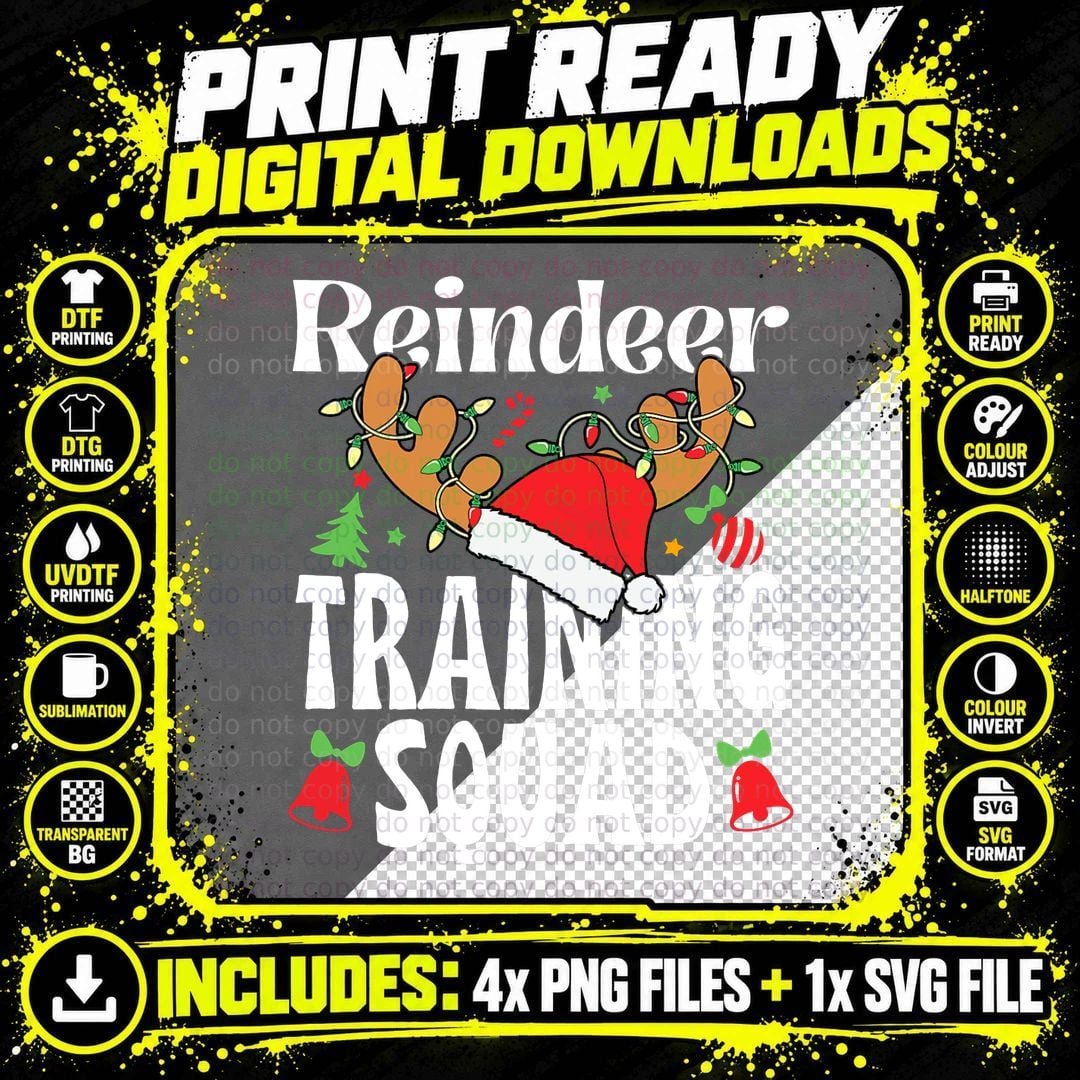 Christmas Reindeer Training Squad T-Shirt Png SVG Digital Bundle