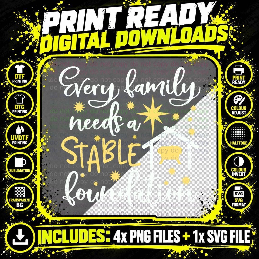Christmas Religious Quote Family T-Shirt Png SVG Digital Bundle