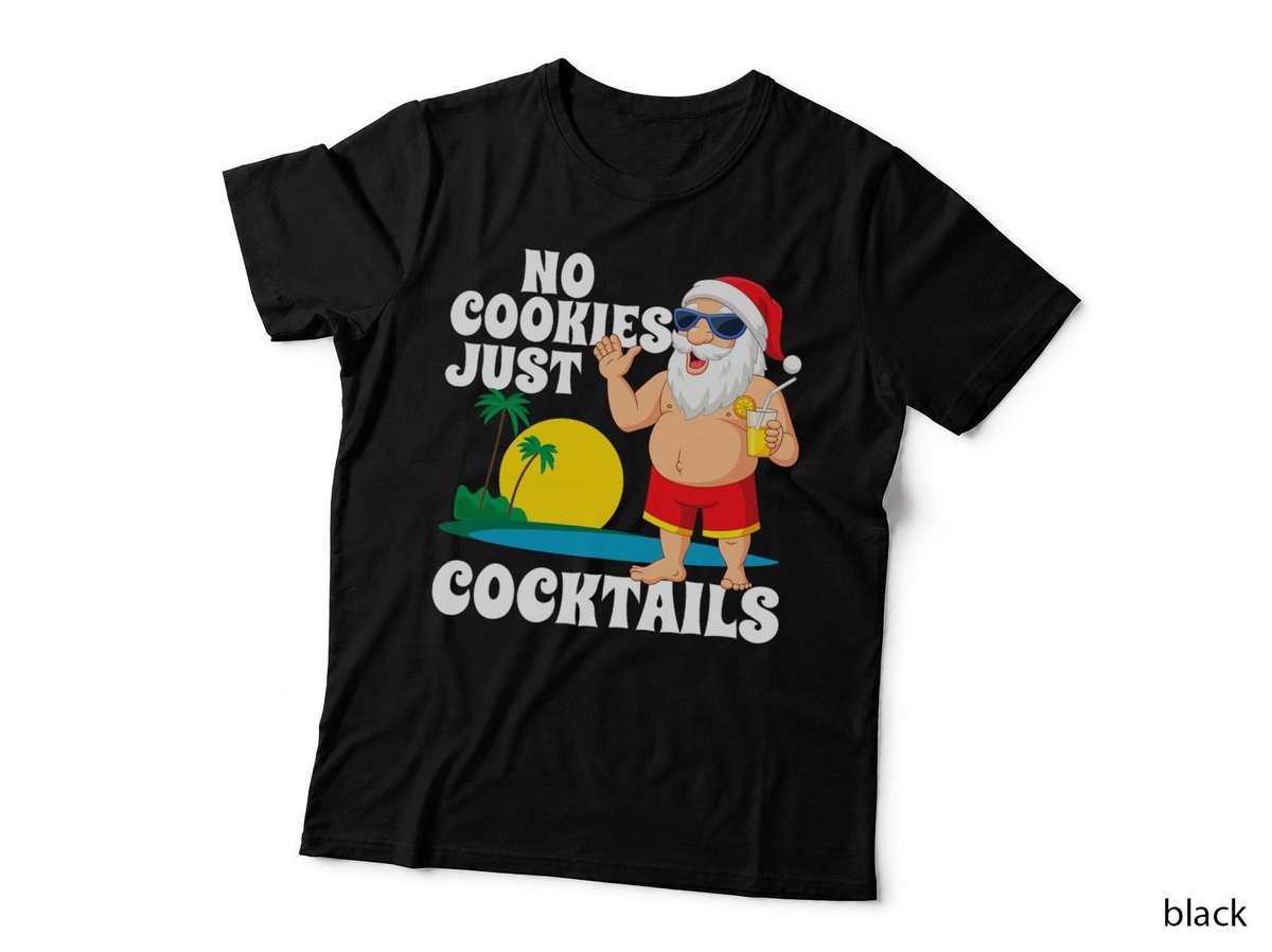 Christmas Santa Cocktail T-Shirt, Funny Holiday Beach, Christmas in July