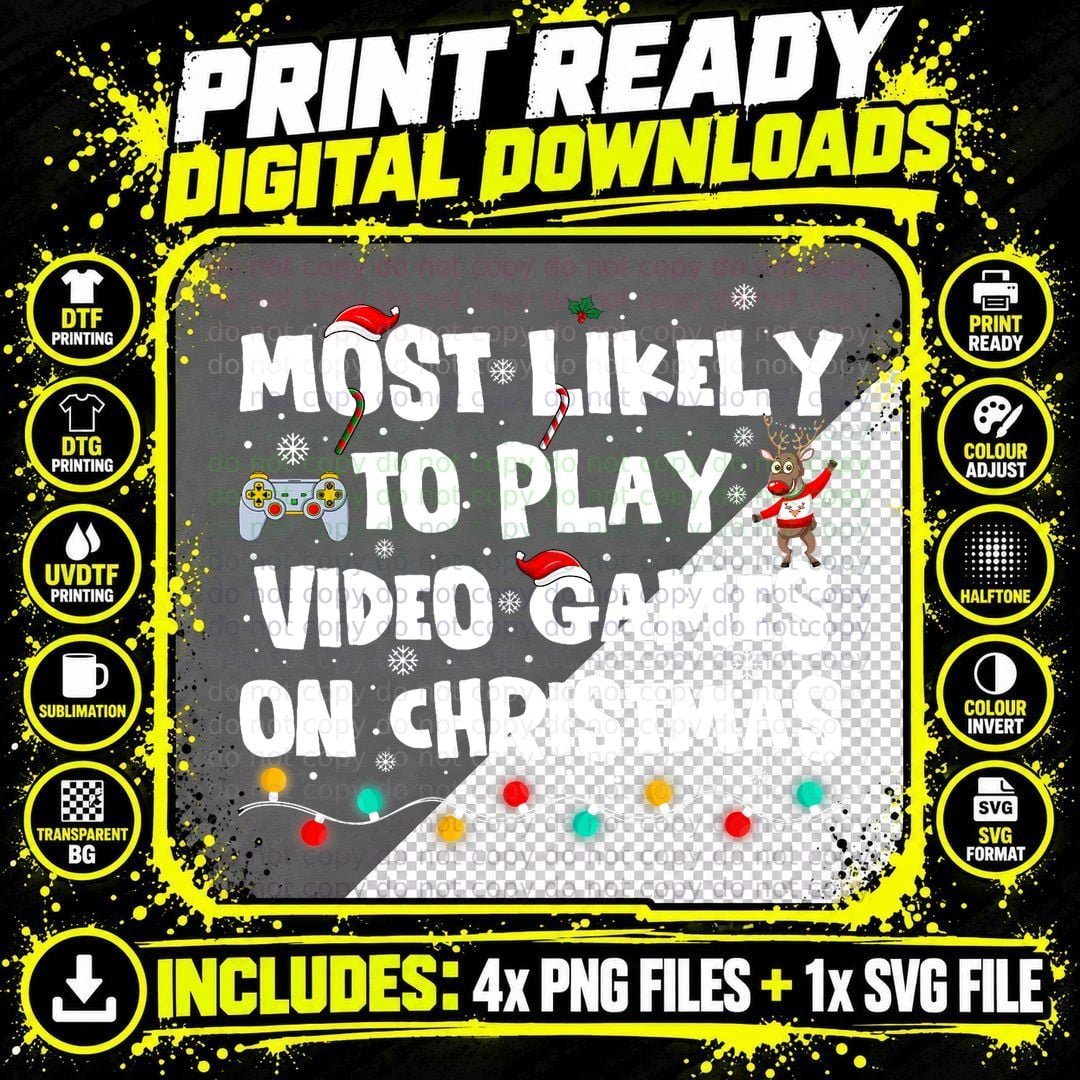 Christmas Santa Gaming T-Shirt, Festive Holiday Png SVG Digital Bundle