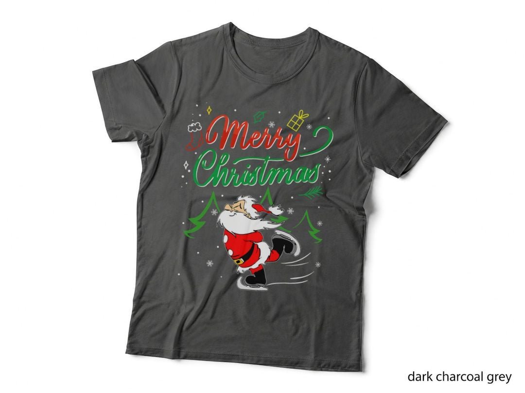 Christmas Santa Ice Skating Funny T-Shirt, Holiday Cheer, Festive Gift Idea