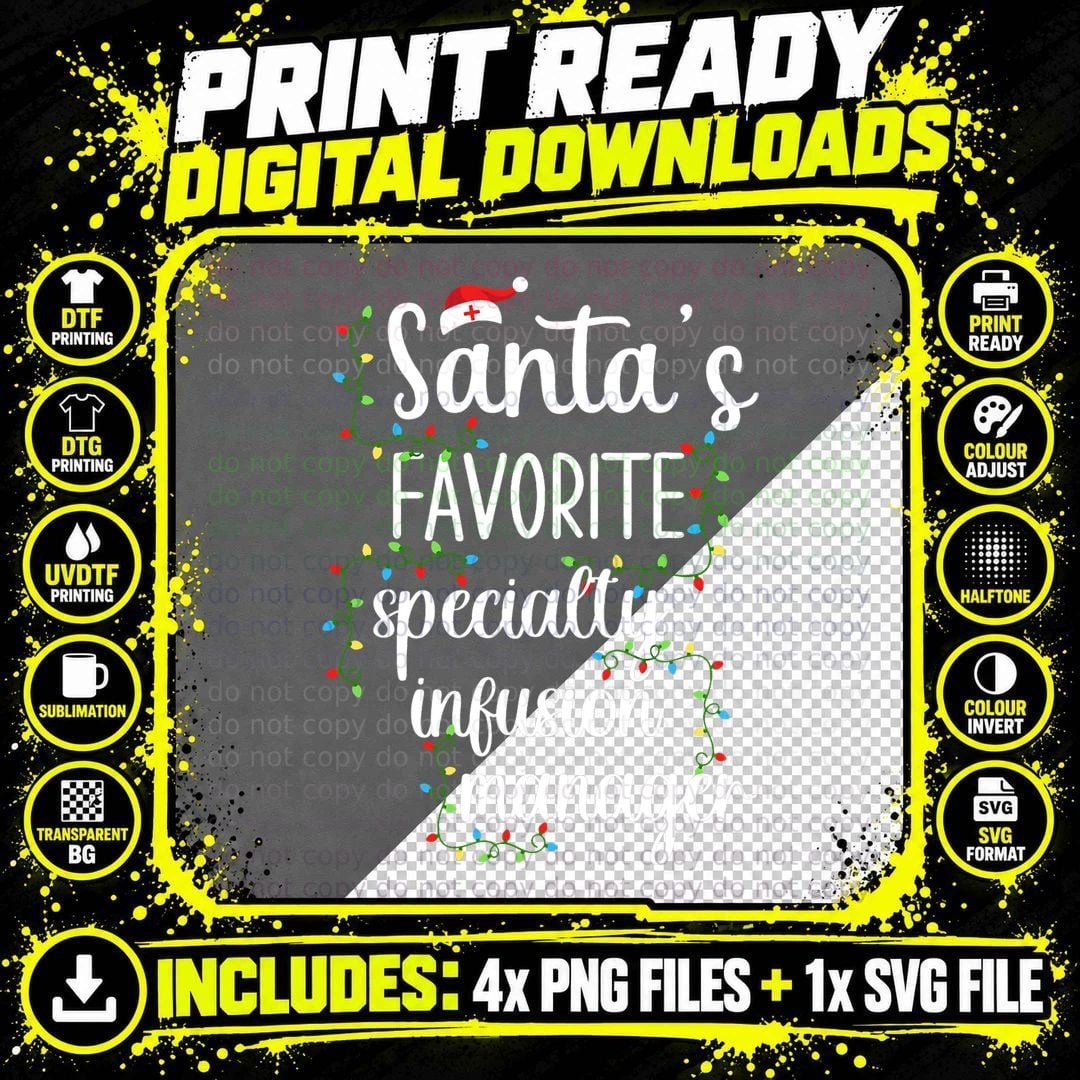 Christmas Santa's Favorite Infusion Manager T-Shirt Png SVG Digital Bundle