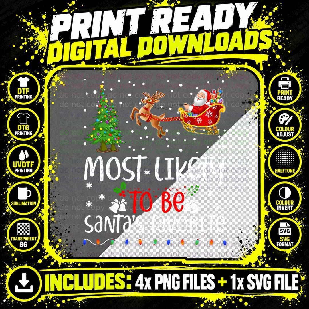 Christmas Santa's Favorite T-Shirt Png SVG Digital Bundle