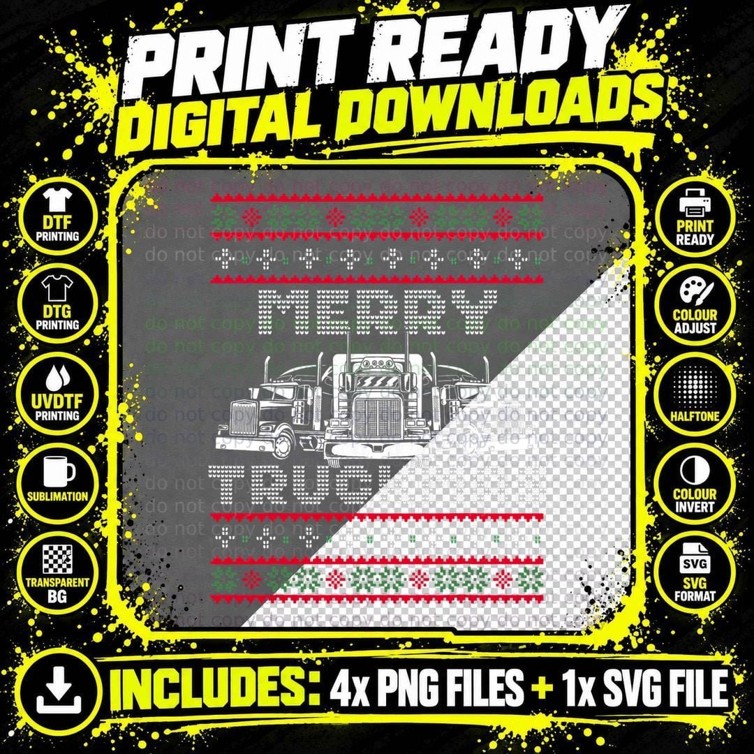 Christmas Semi Truck T-Shirt, Funny Christmas Trucker Png SVG Digital Bundle