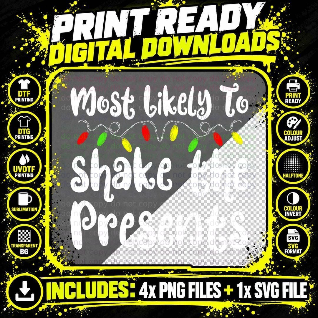 Christmas Shake the Presents T-Shirt, Holiday Cheer Png SVG Digital Bundle