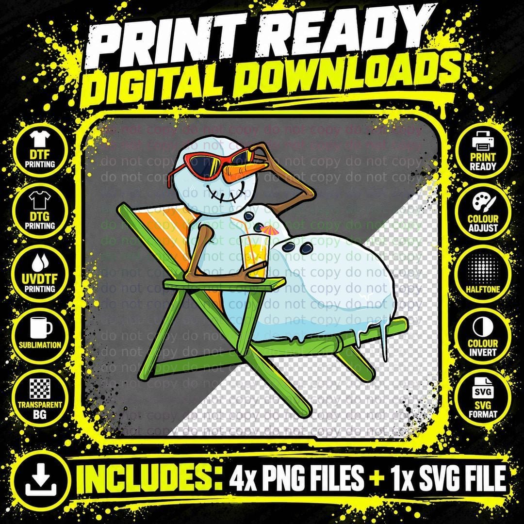 Christmas Snowman Beach Vacation T-Shirt Png SVG Digital Bundle