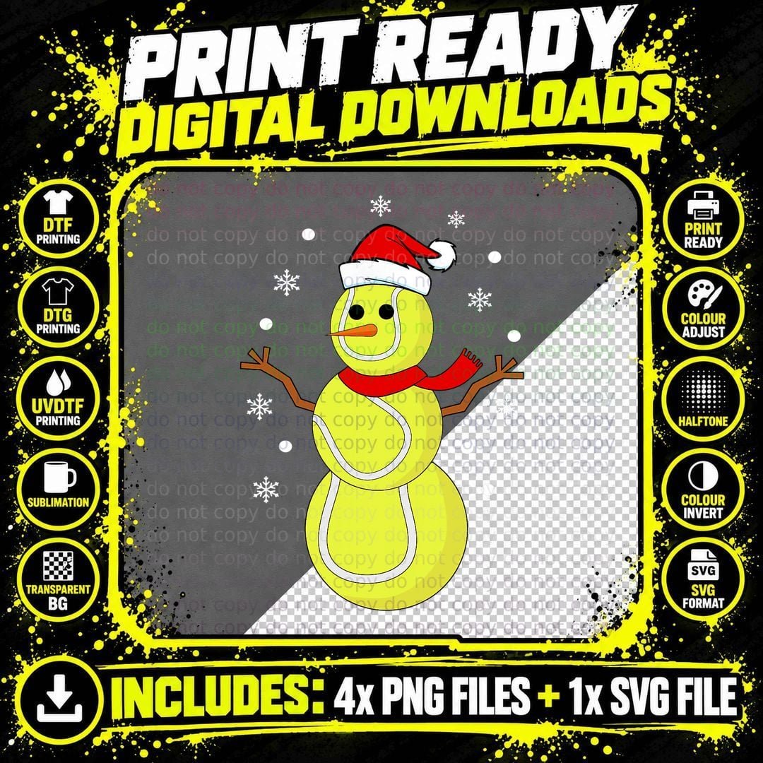 Christmas Tennis Balls Snowman Kids Funny T-Shirt Png SVG Digital Bundle