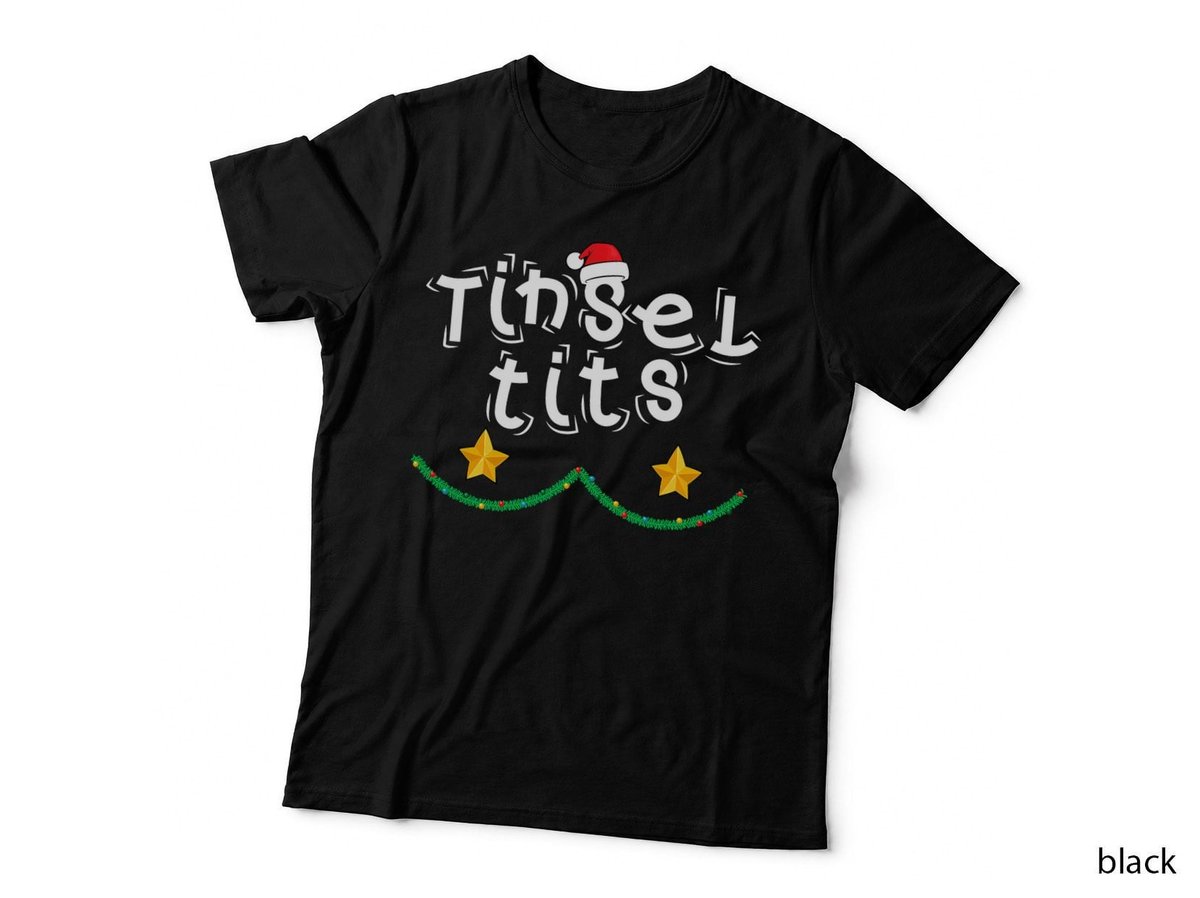 Christmas Tinsel Tits Couples Matching T-Shirt, Festive Holiday Print