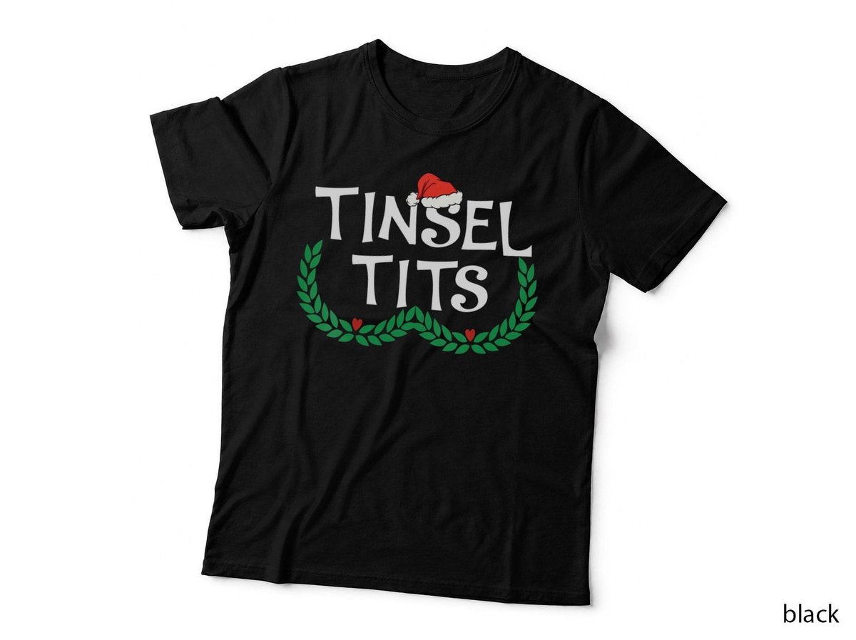 Christmas Tinsel Tits Jingle Balls Couple T-Shirt, Holiday Matching Couples