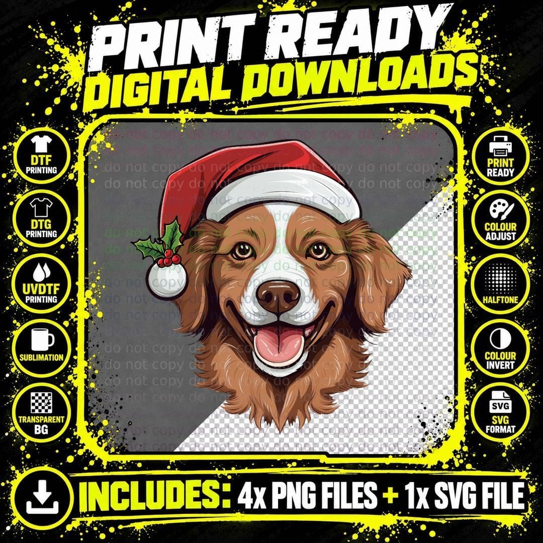 Christmas Toller Retriever T-Shirt Png SVG Digital Bundle