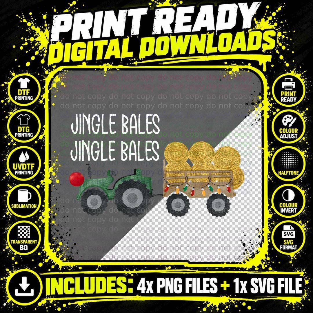 Christmas Tree Tractor Farming Family T-Shirt Png SVG Digital Bundle
