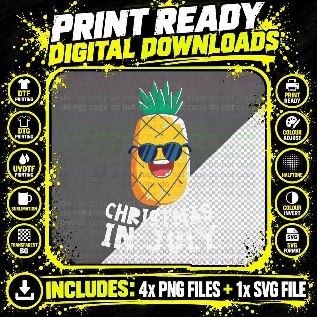 Christmas in July Pineapple T-Shirt Png SVG Digital Bundle