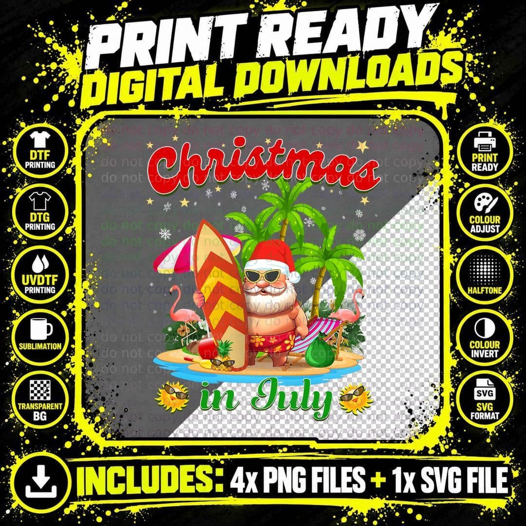 Christmas in July Pineapple Xmas Tree T-Shirt Png SVG Digital Bundle
