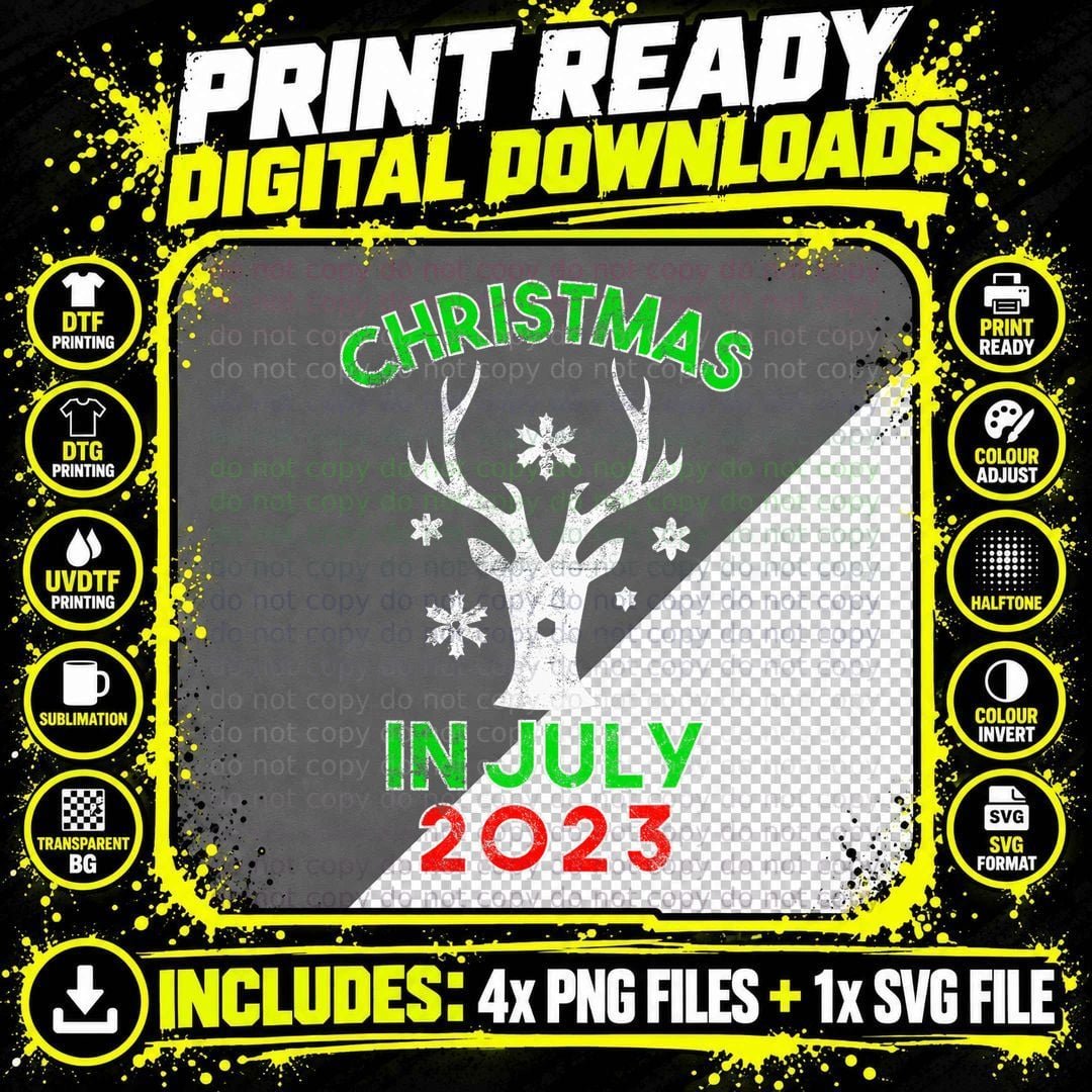Christmas in July Reindeer Merry Santa T-Shirt Png SVG Digital Bundle