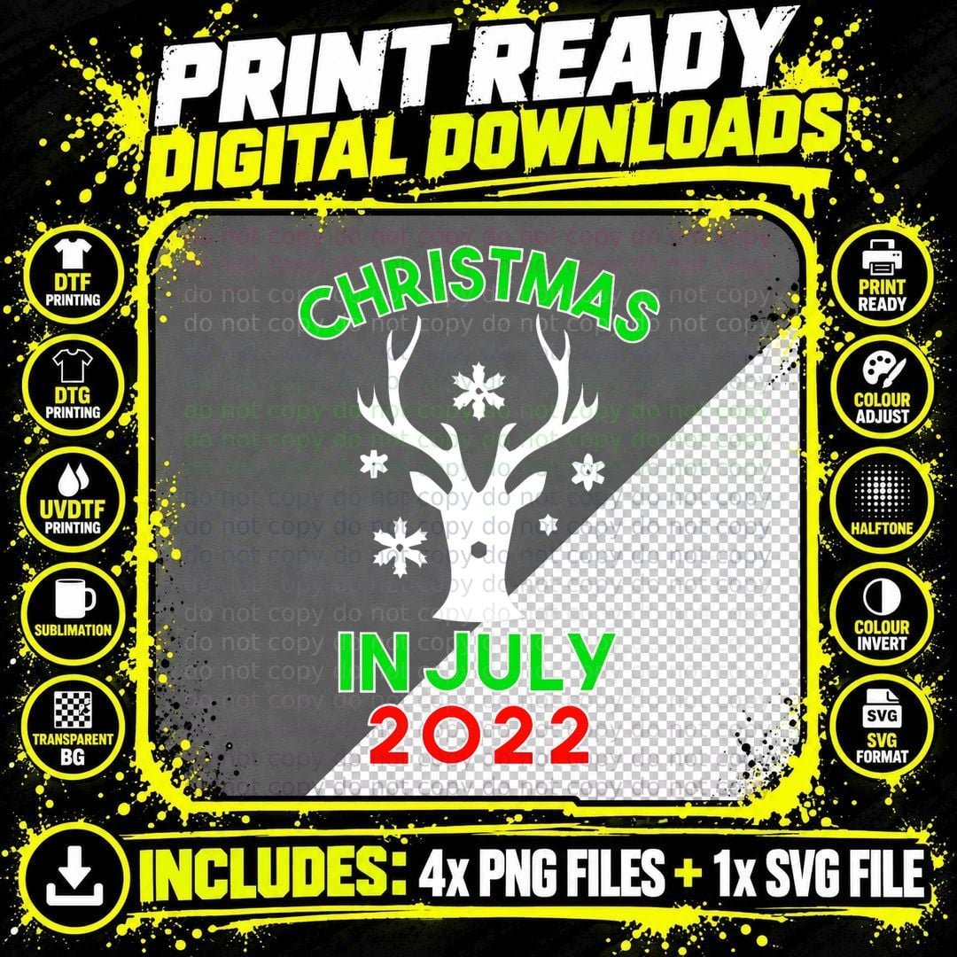 Christmas in July Reindeer Snow T-Shirt, Festive Holiday Png SVG Digital Bundle