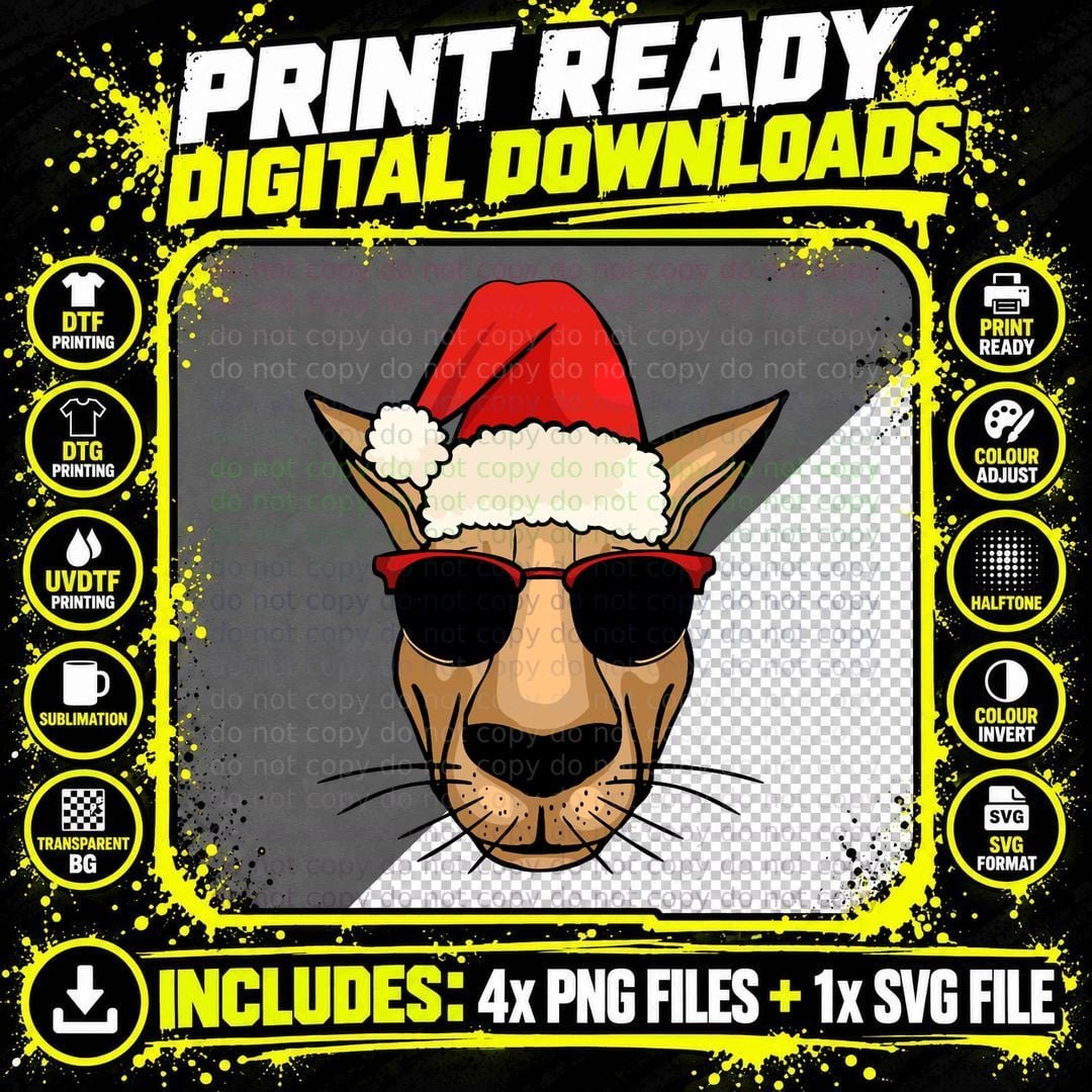 Cute Aussie Christmas Kangaroo T-Shirt Png SVG Digital Bundle
