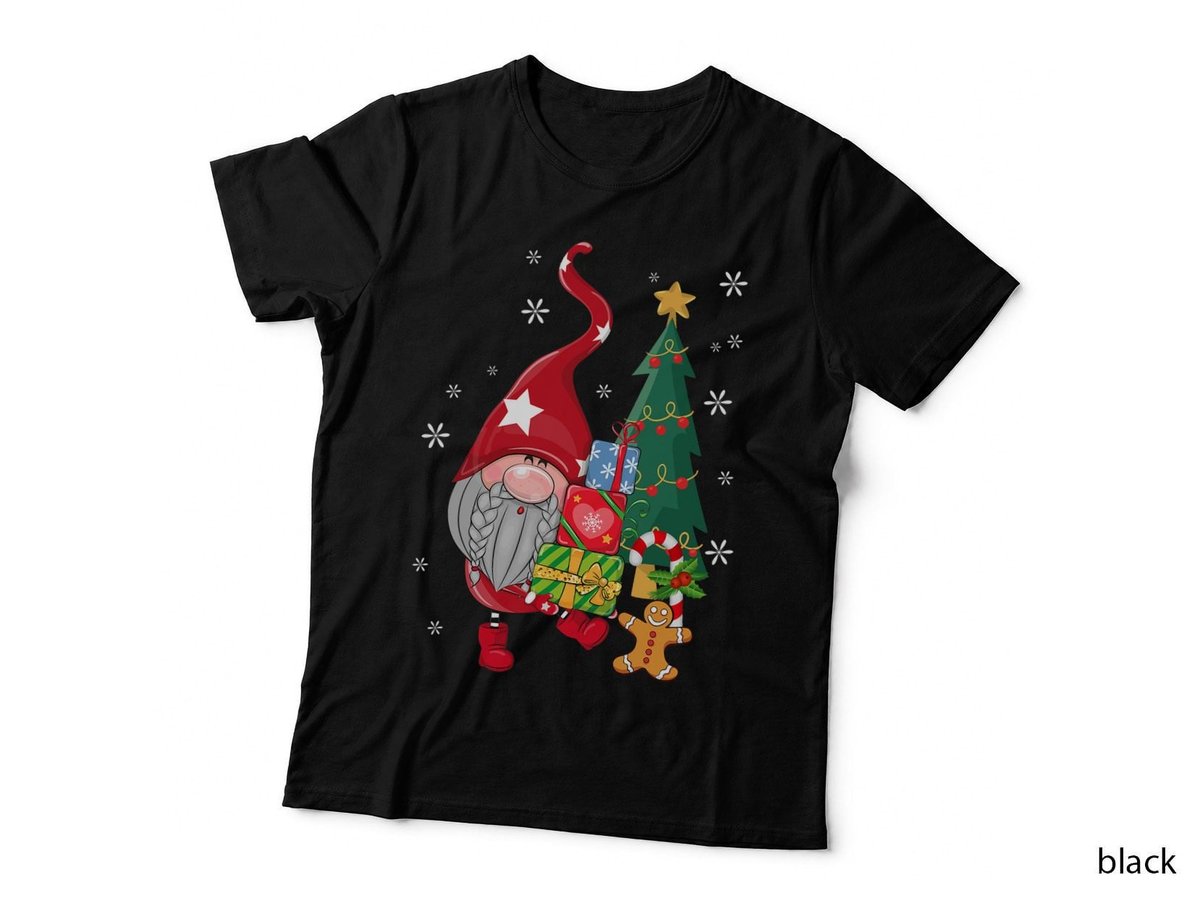 Cute Gnome with Candy Cane & Gingerbread Merry Christmas T-Shirt