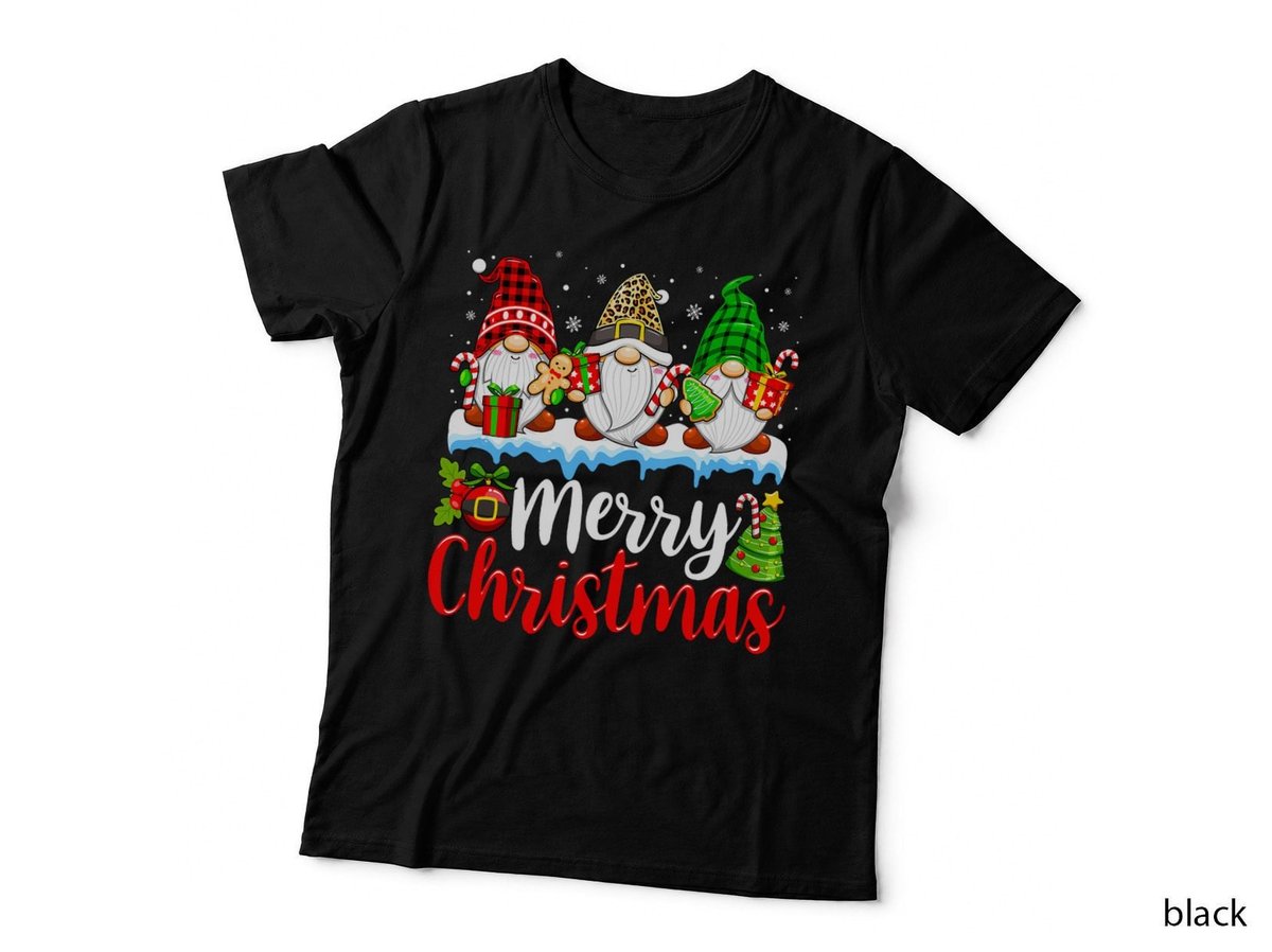 Cute Gnomes Merry Christmas T-Shirt, Holiday Christmas Print