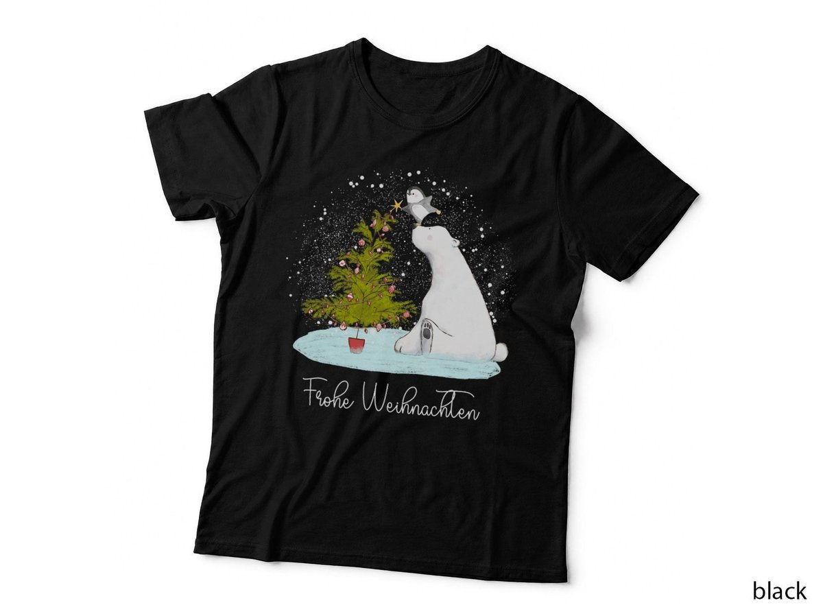 Cute Polar Bear Penguin Christmas T-Shirt, Festive Holiday Style