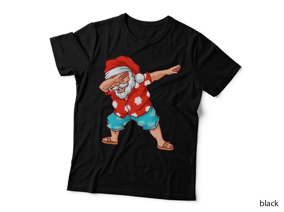 Dabbing Santa Beach Hawaiian Christmas T-Shirt, Funny Summer Xmas Print