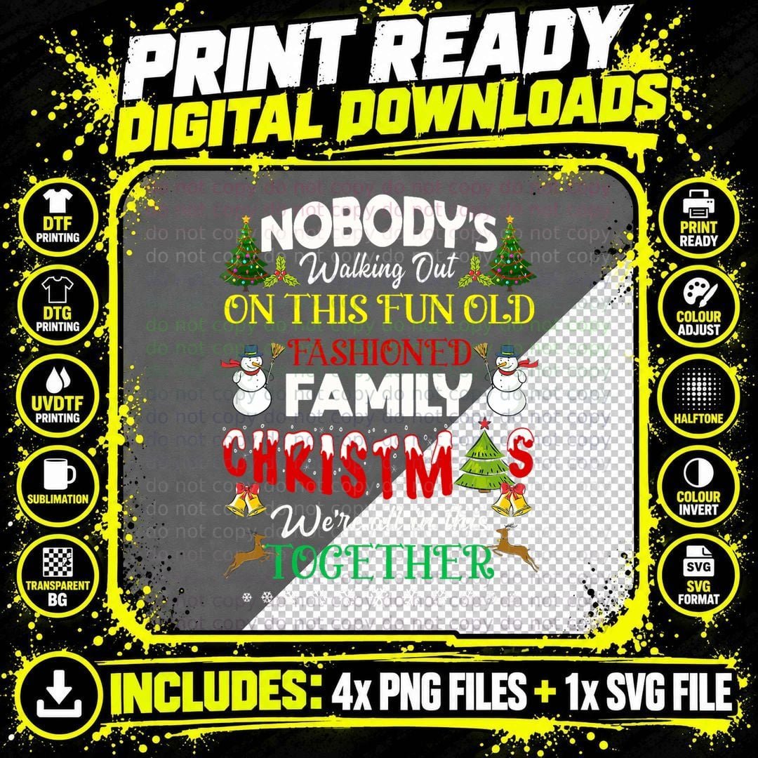 Family Christmas Together T-Shirt, Vintage Christmas Png SVG Digital Bundle