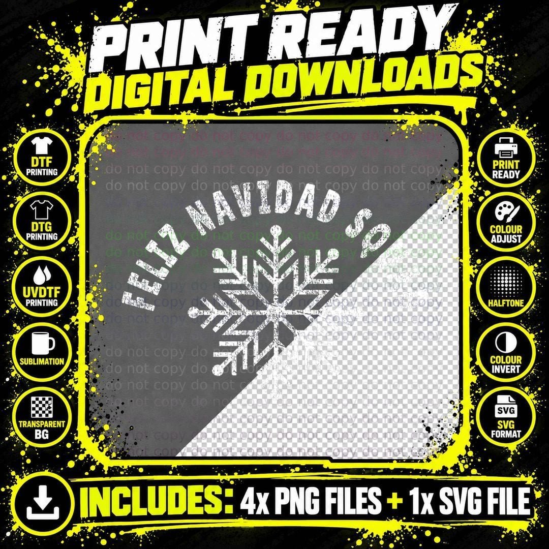 Feliz Navidad Squad T-Shirt, Vintage Christmas Snowflake Png SVG Digital Bundle