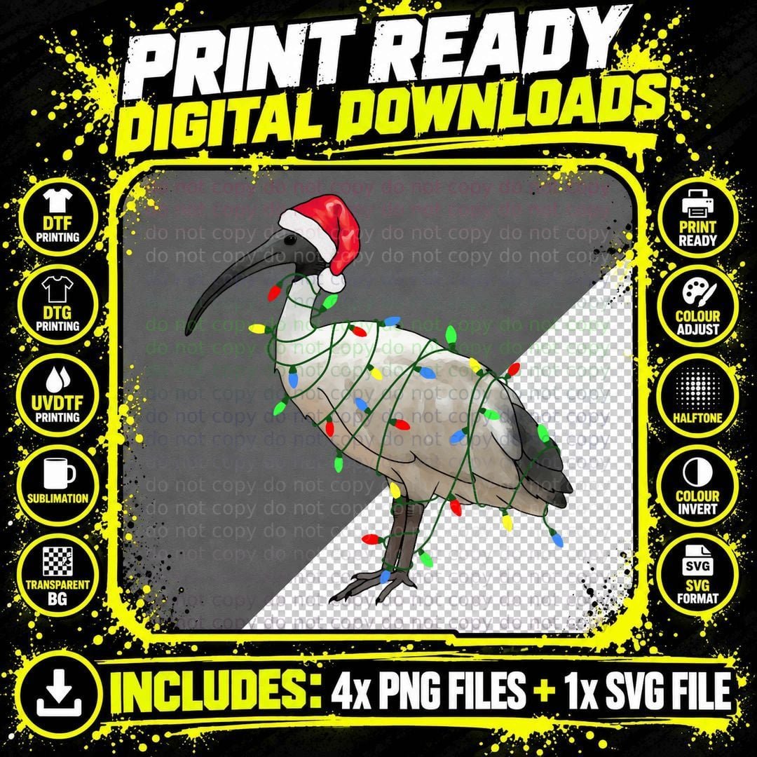 Festive Bin Chicken T-Shirt, Christmas Holiday Png SVG Digital Bundle