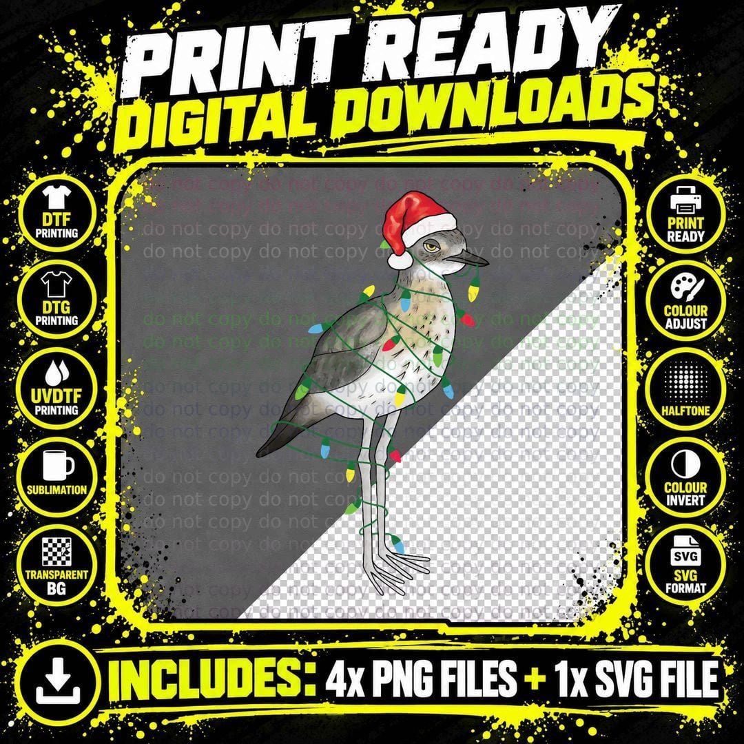 Festive Bush Stone Curlew T-Shirt, Christmas Holiday Png SVG Digital Bundle