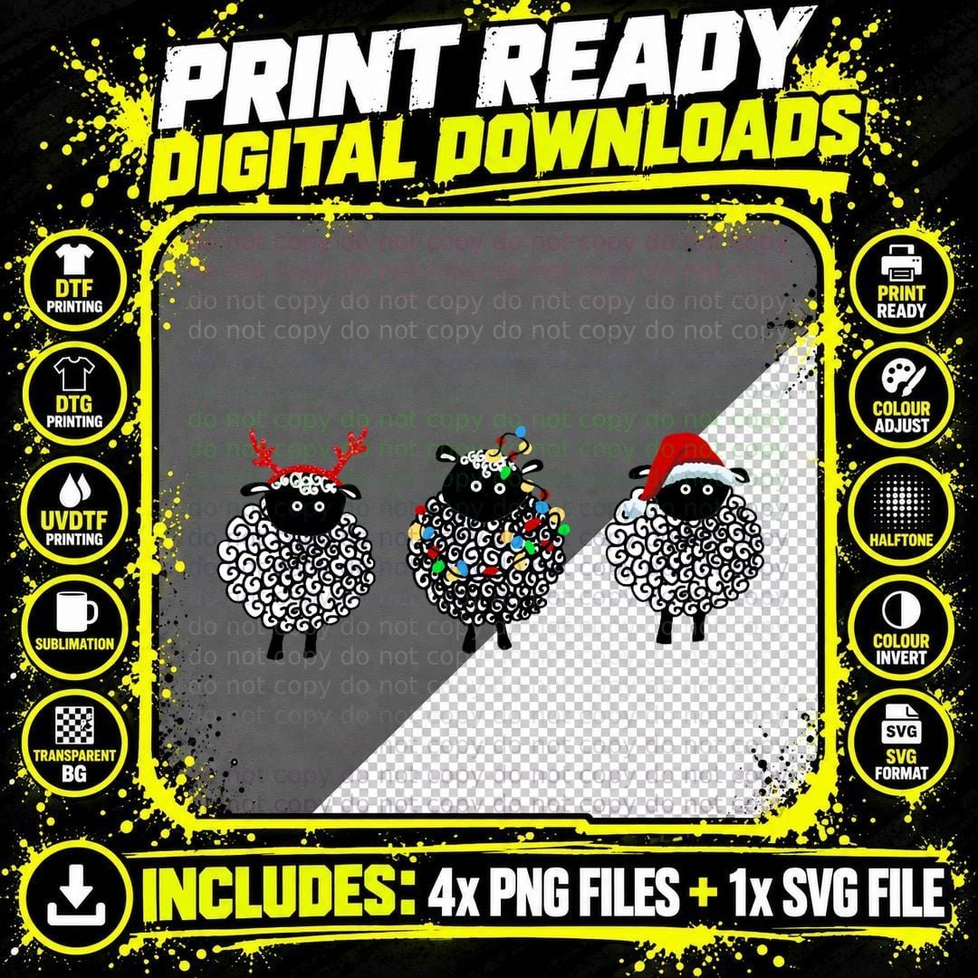 Festive Christmas Sheep T-Shirt, Holiday Cheer Png SVG Digital Bundle