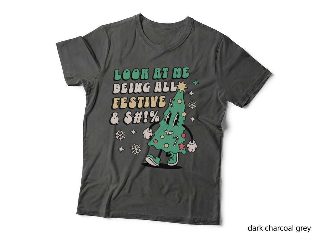 Festive Christmas Tree T-Shirt, Retro Holiday Print, Funny Sarcasm