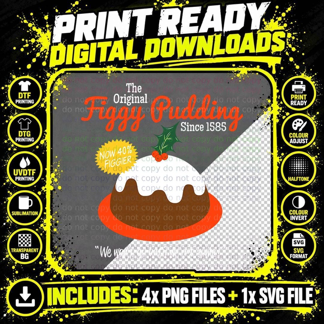 Figgy Pudding Retro Christmas T-Shirt Png SVG Digital Bundle