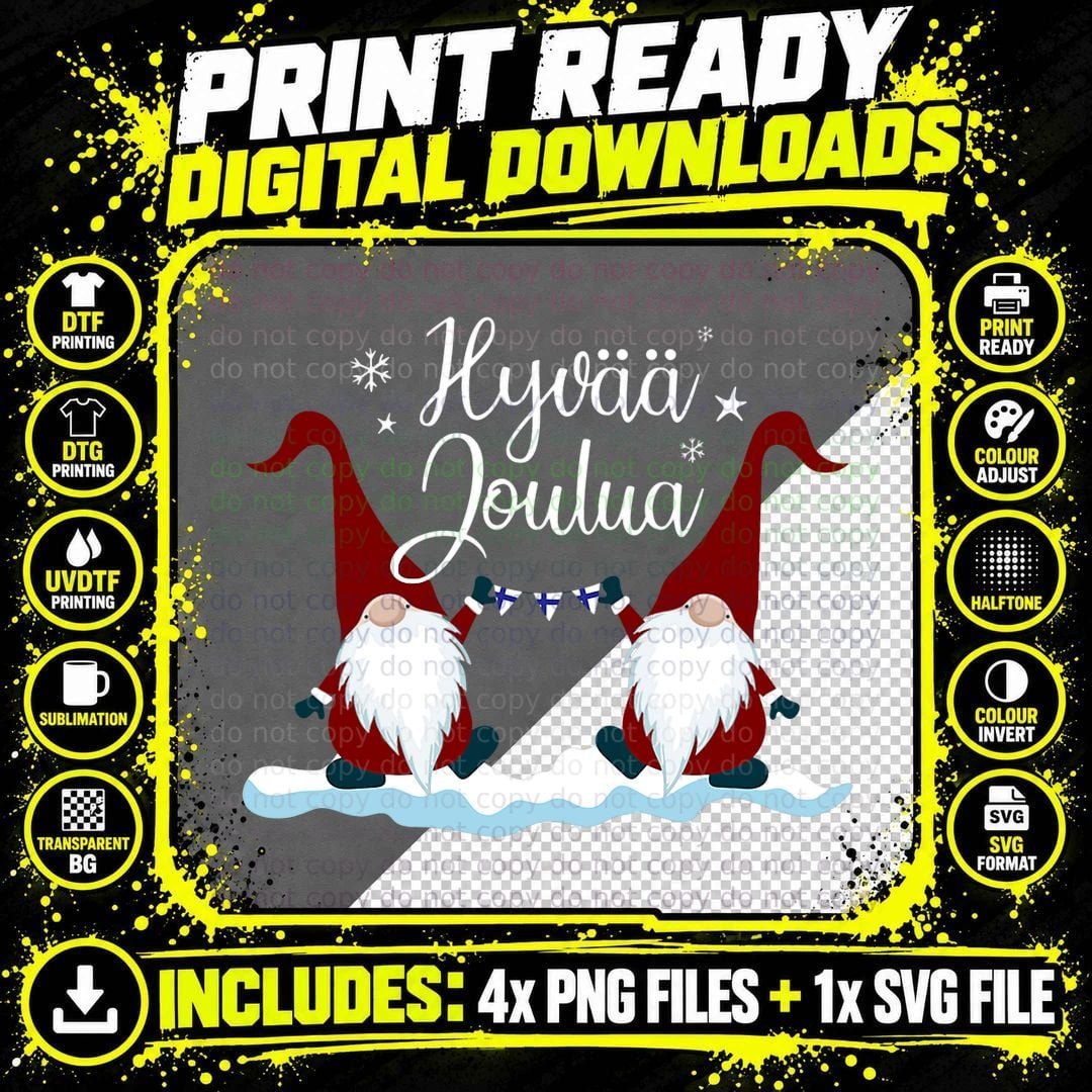 Finnish Christmas Gnome T-Shirt, Nordic Holiday Style Png SVG Digital Bundle